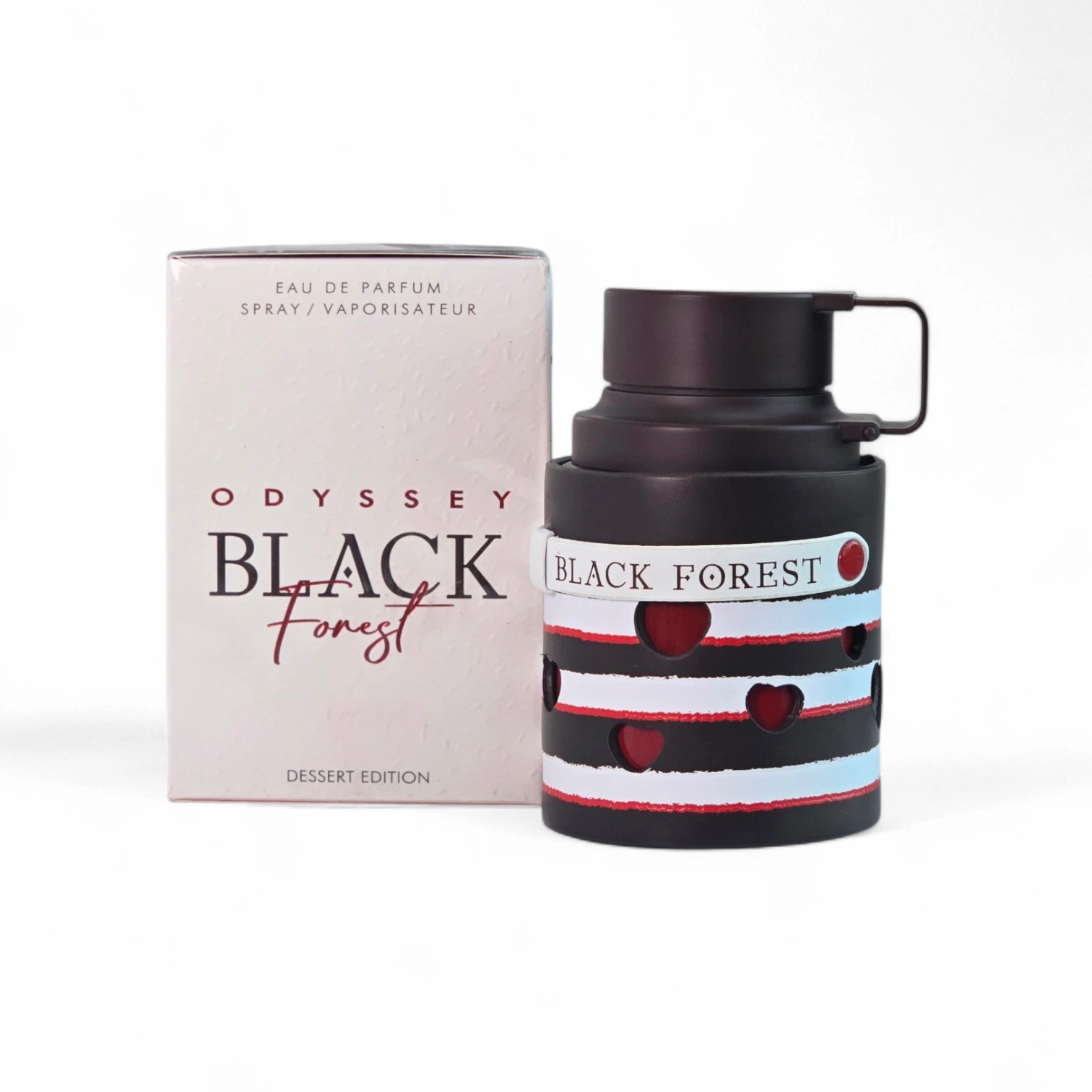 Odyssey Black Forest Armaf bottel Image Alts: ادکلن آرماف اودیسه بلک فورست 100 میل، تصویر لایفاستایل ادکلن آرماف اودیسه بلک فورست، بطری ادکلن آرماف اودیسه بلک فورست