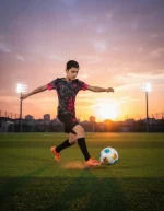 کیت اژدهای بارسلونا بچگانه 2025 مدل Pink Dragon مشکی صورتی شامل پیراهن و شورت فوتبال کودک